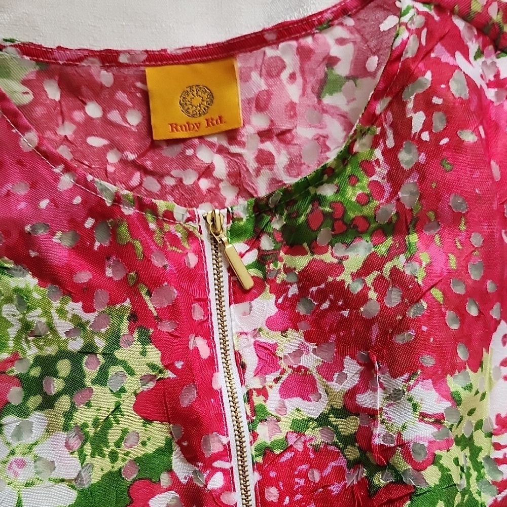 Ruby Rd. Pink and Green Floral Jacket - Picture 3 of 5